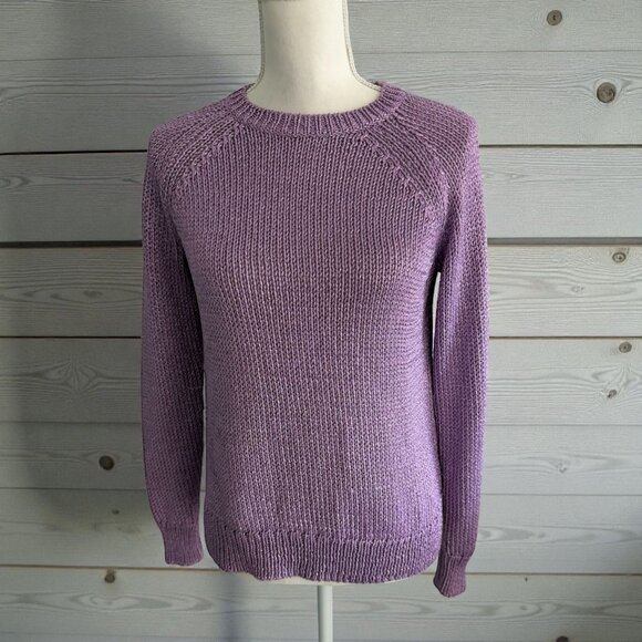 J CREW Holiday Purple Metallic Crewneck Sweater Size XS - Picture 2 of 9